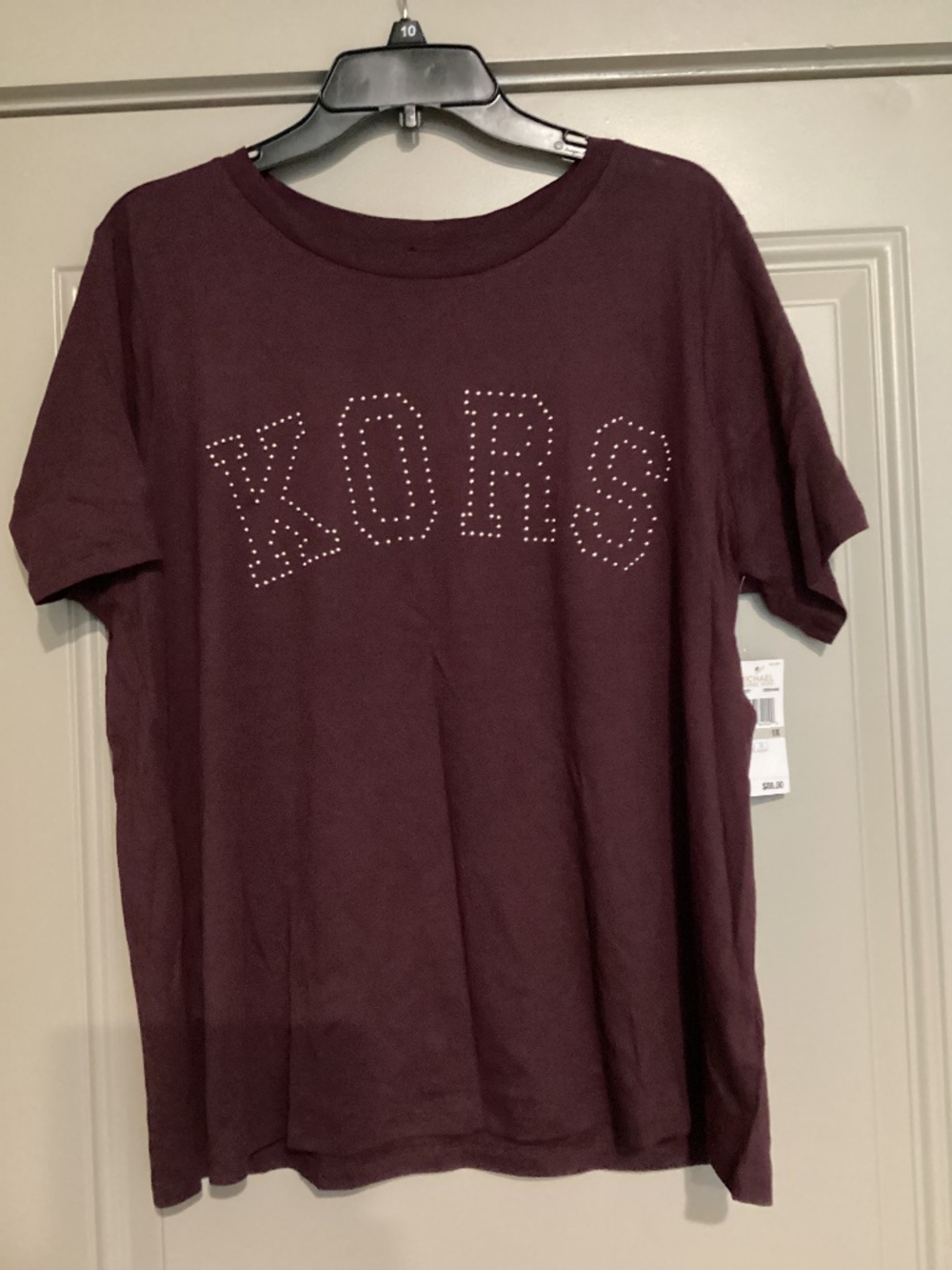 Michael Kors Cordovan Women's Plum Short Sleeve Tee, size 1X